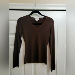 Ann Taylor Loft XS long sleeve chocolate knit top.